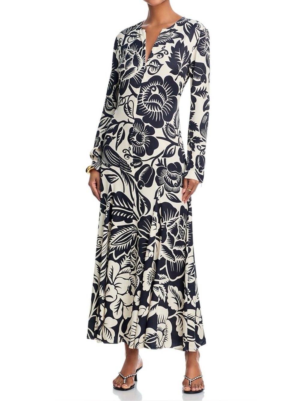 FARM RIO Black and Cream Bold Floral Maxi Dress